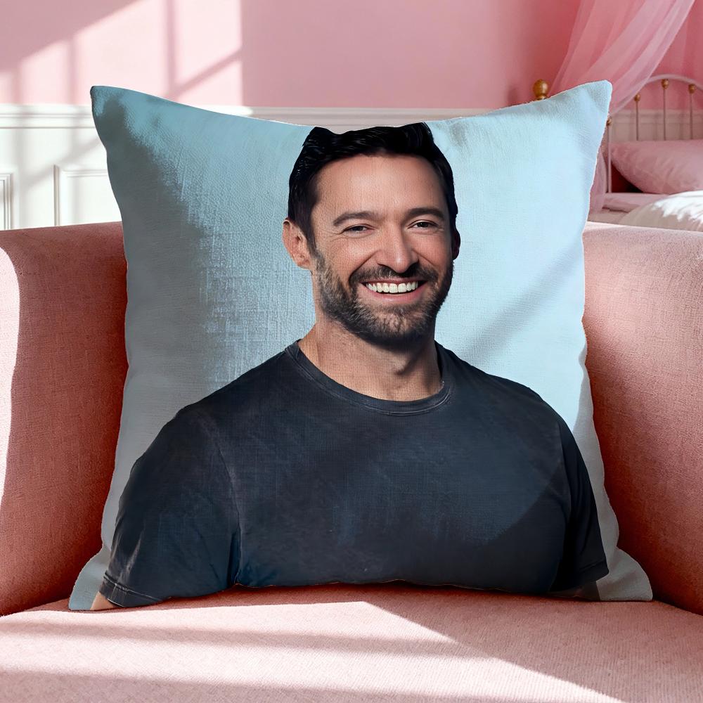 Celebrity H-Hugh Jackman Cushion Cover Breathable Linen Pillowcase Summer Odorless Eco-Friendly Invisible Zipper Washable