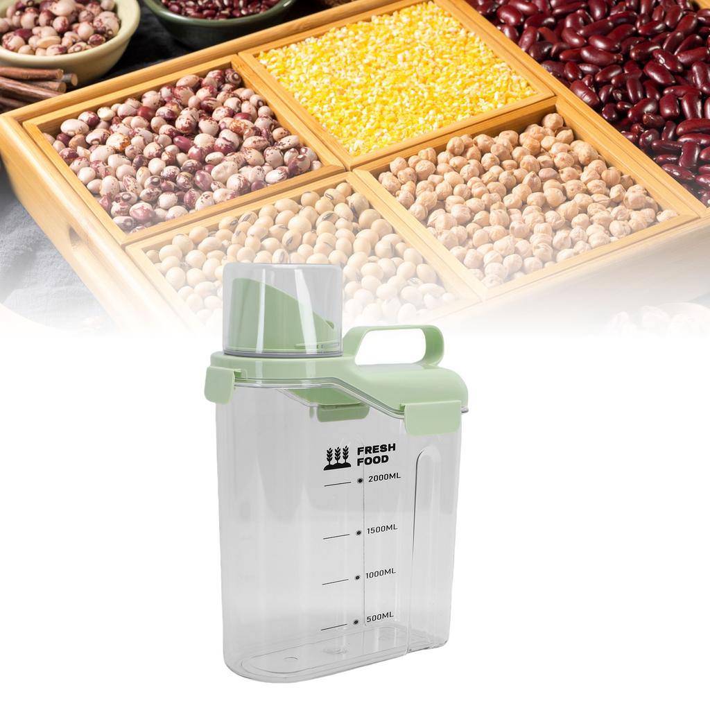 Cereal Storage Container with Spout and Measu  Cup Plastic  tight Kitchen   for Rice Grains Flour Dry Food