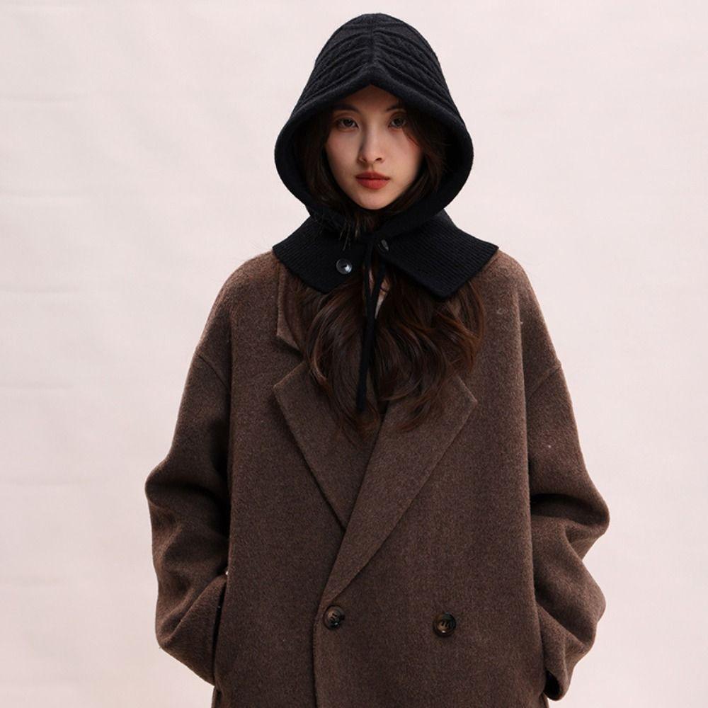 Hood Knitted Neckerchief Thickened Pullover Cap Soft Winter Balaclavas Cap  Women