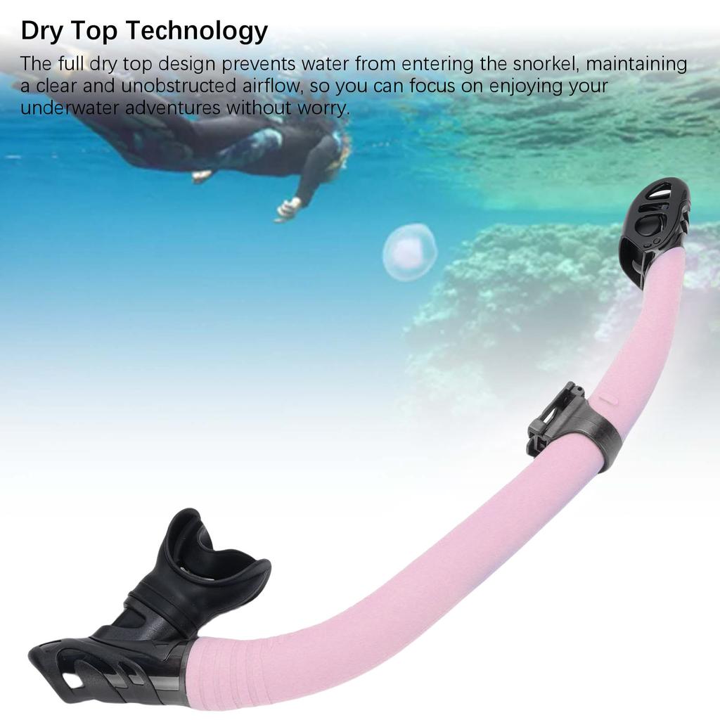 Dual Function Wet Full Dry Diving Snorkel with Bite Valve for Freediving Snorkeling Universal Diving Gear Easy Breath Pink