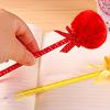 Cute Plush Faux Fur Pom Pom Bowknot Polka Dot Ballpoint Pen Student Stationery