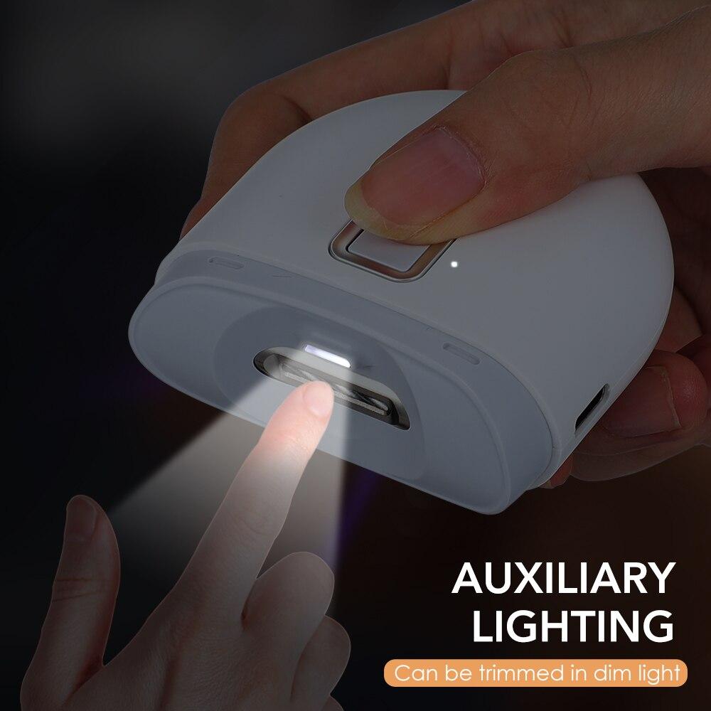 Electric Nail Clipper With Auxiliary Lighting Automatic Nail Grinder for Children and Adult Portable Mini Manicure Tools