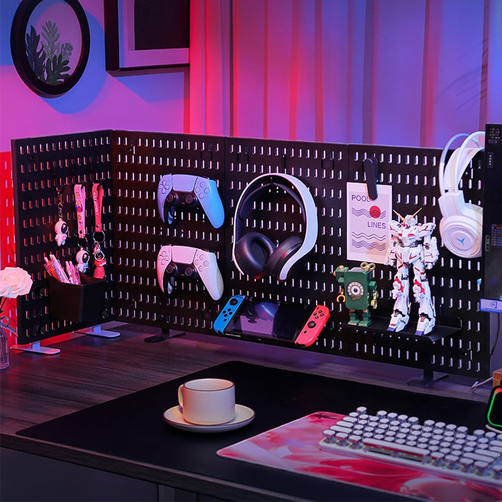 Pegboard Wandpaneel Geen-Boor Opbergrek Wandmontage voor Studiekamer Woonkamer Gamingkamer