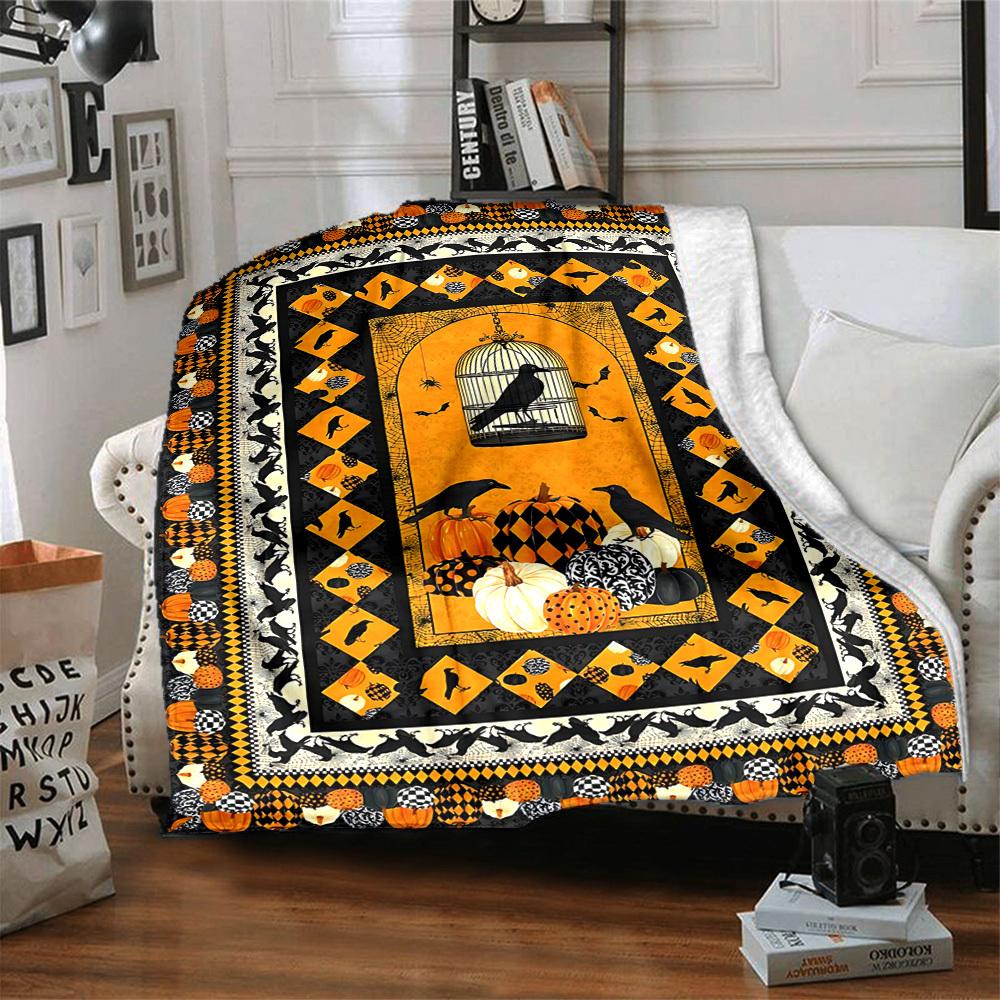 1pc Halloween Decorations Blanket, Lightweight Flannel Fleece with Digital Printing, Soft Warm for Sofa, Travel, Camping, Office, Couch, Chair, and Be
