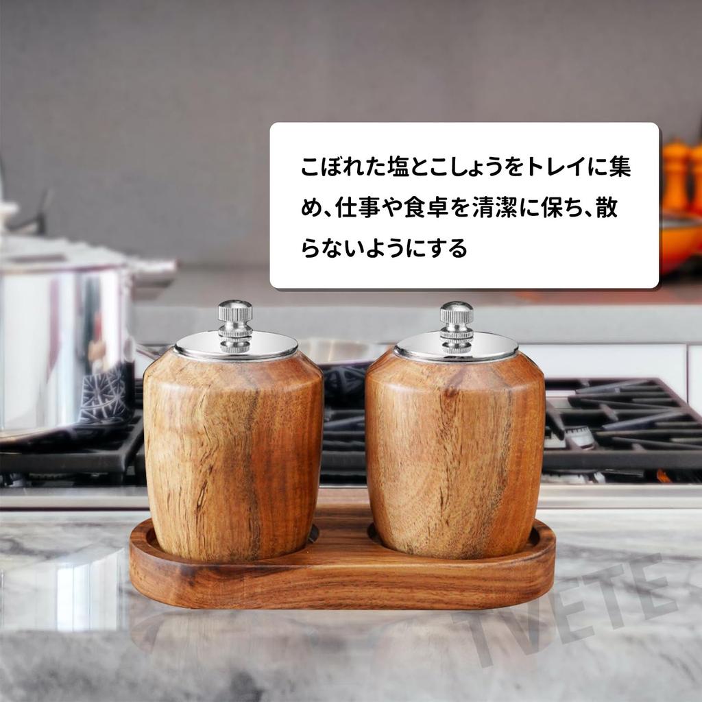 TVETE Wooden Grinder Tray, Salt and Pepper Mill Tray, Grinding Machine Holder, Wooden Pallet for Pepper, Rock Salt, Spices, Grinder Accessories,