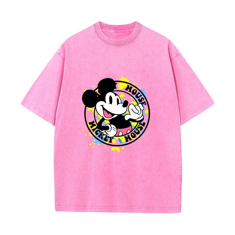 XH+99 MINISO 2026 Summer Vintage Wash Printed Pure Cotton Shoulder Style Men's and Women's Round Neck Short Sleeved Couple T-shirt