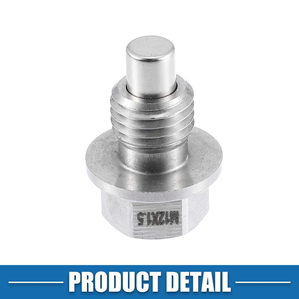 A ABSOPRO Car Engine Magnetic Drain Plug Stainless Steel with Copper Washers 2 Pack M12x1.5