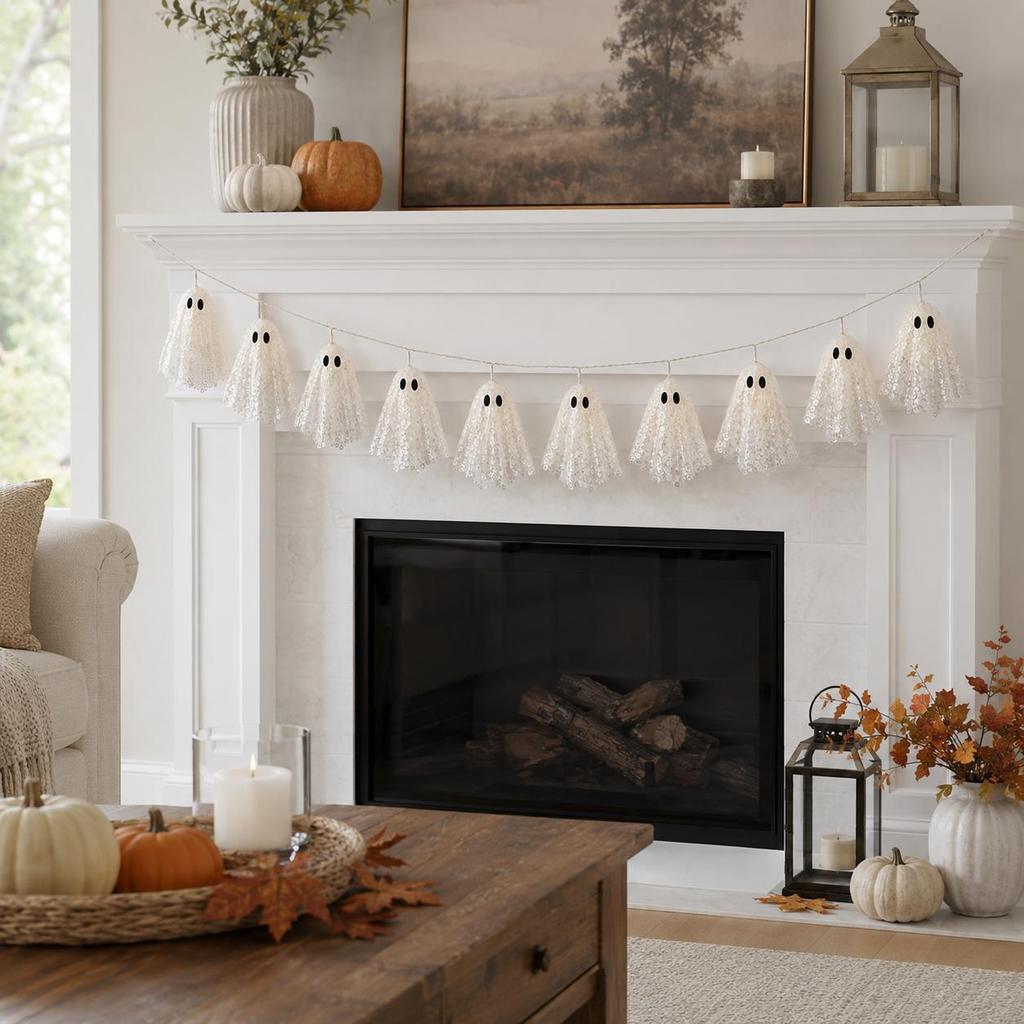 Ghost Garland Led Lighted Lace For Halloween Party Decor And Gift Giving