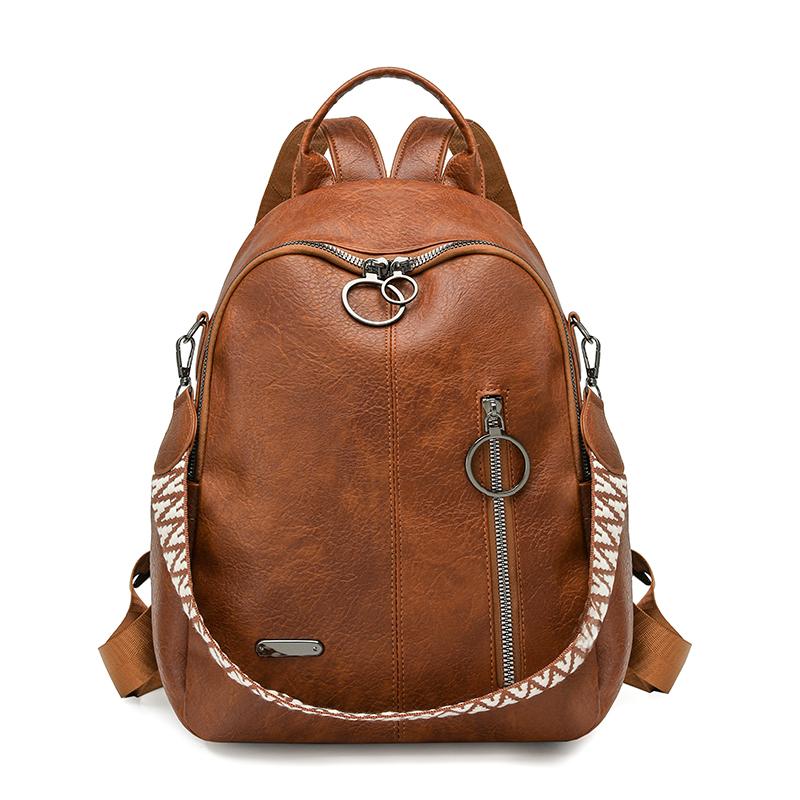 Retro PU Backpack Women's Large Capacity Multi-use Shoulder Bag