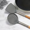Silicone Kitchenware Set with Stainless Steel Wooden Handle Non-Stick Colander Spatula Soup Spoon Cooking Kitchen Utensils Set