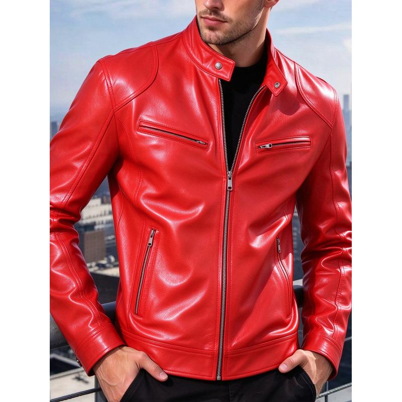 New men's stand-up collar locomotive leather jacket autumn slim-fit short PU leather jacket fashion casual jacket