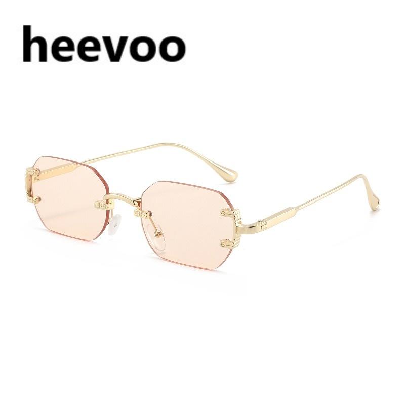 

Rimless Round Sunglasses Fashion Rectangle Popular Women Shades Small Frame Glasses for Female Male Summer Travel Oculos UV400 only 1pcs sunglasses