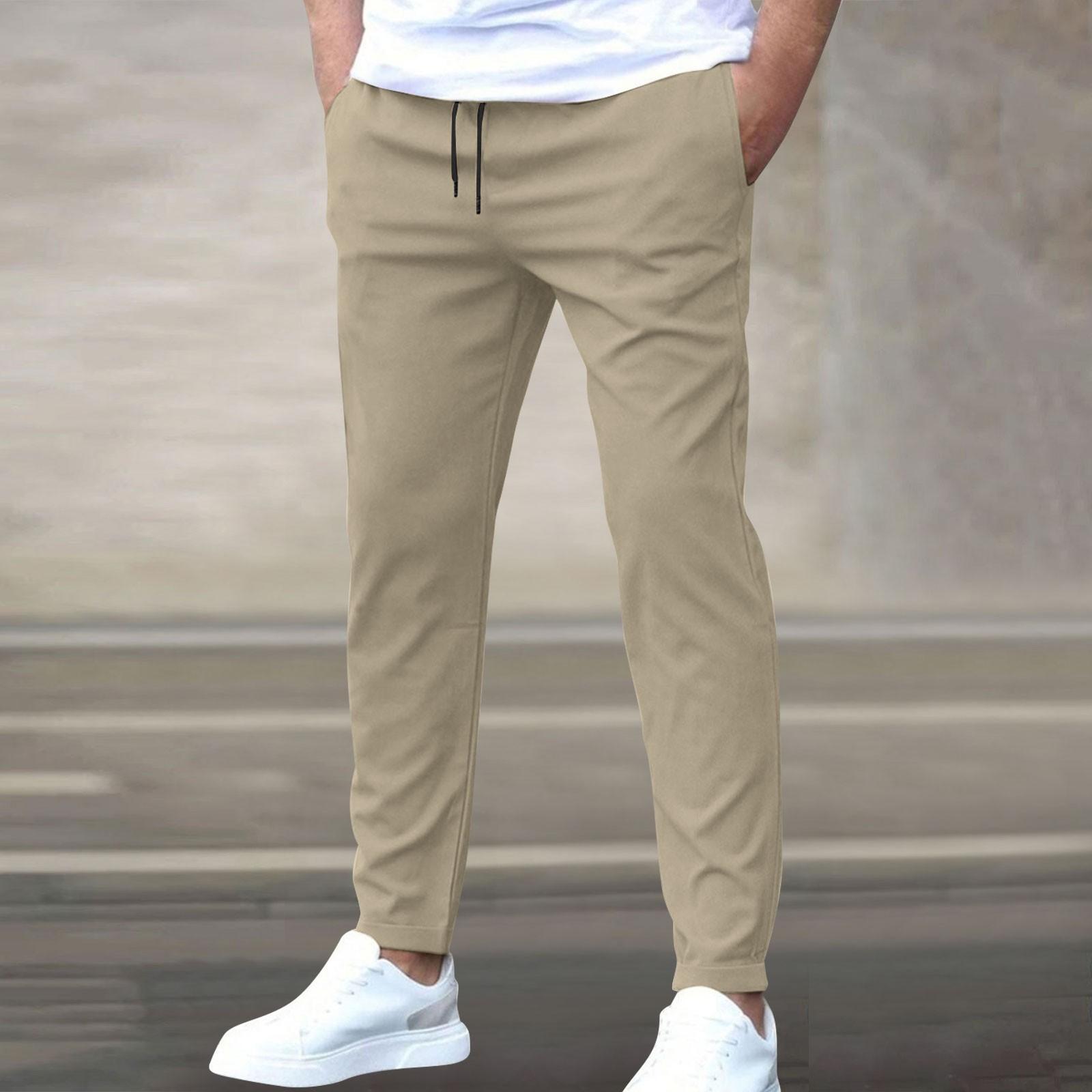 

Повседневные облегающие брюки Ninepoint для мужчин, однотонные повседневные брюки с карманами M бежевый