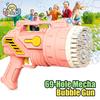 Bubble Gun 69 HolesAutomatic Blower Maker Big Soap Bubble Machine with Light Pomperos Summer Outdoor Toys for Kids Birthday Gift