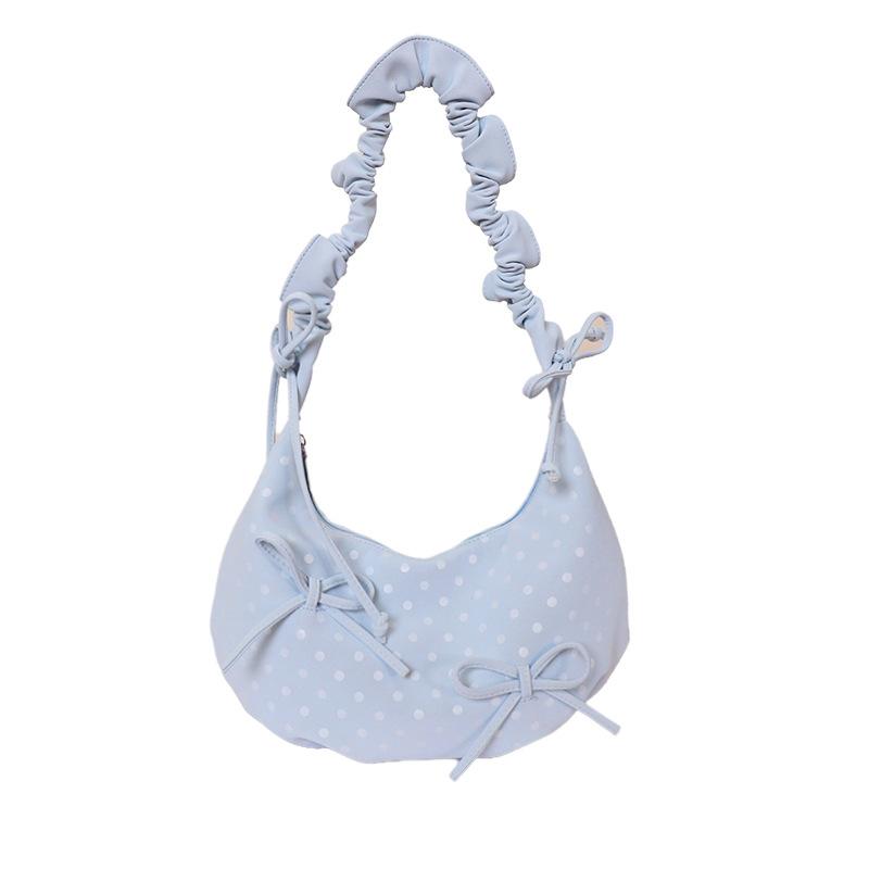 Bows Single-shoulder Bag, Women's Pleated Dumpling Bag, Simple Cross-body Bag