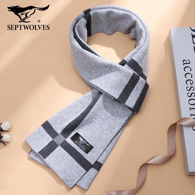 

Мужской зимний полосатый вязаный шарф Septwolves