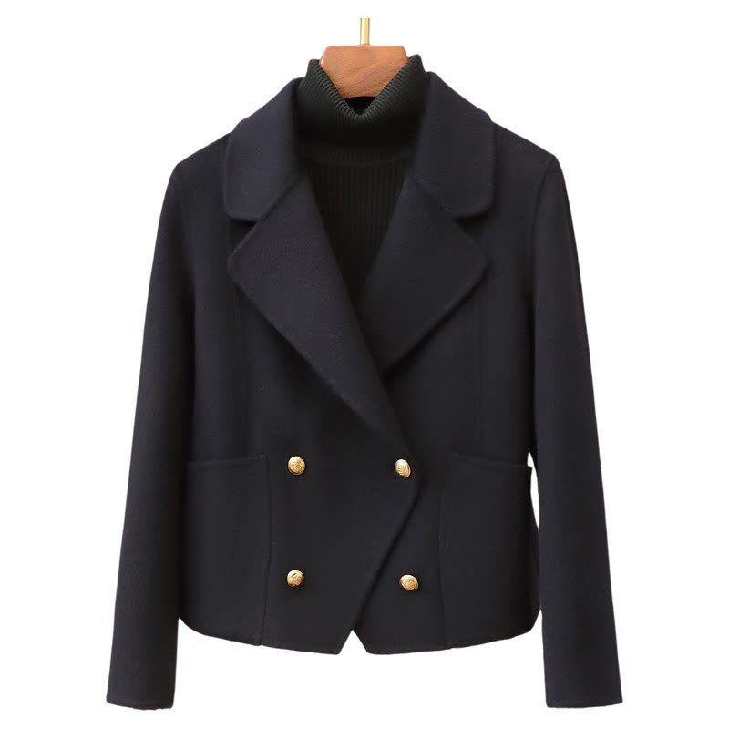 Petite Spring 2026 Lapel Double-Faced Wool Coat in New Style for Women