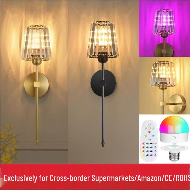 Wiederaufladbare RGB Fernbedienung Kristall Wandleuchte für Schlafzimmer & Wohnzimmer