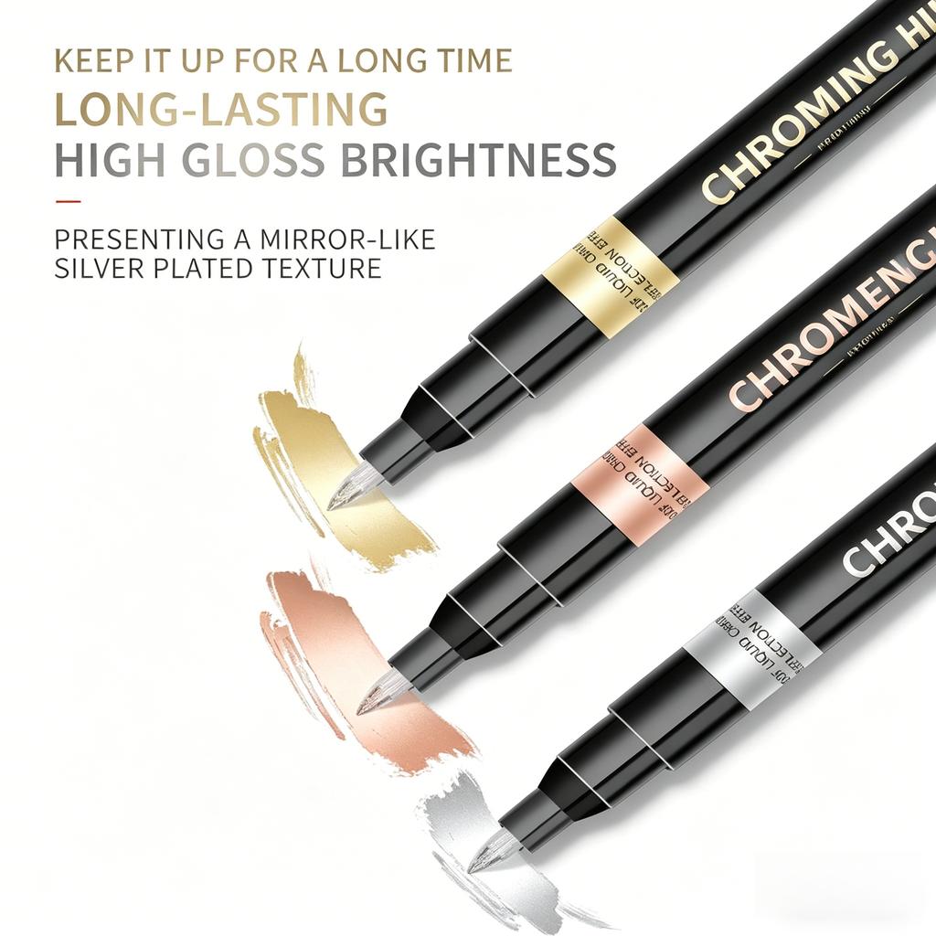 Chrome Marker Pen Mirror Effect Liquid Chrome Paint Pen High Gloss Metallic Marker For Model Car Repair Diy Graffiti Art Suppli