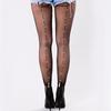 Sexy European and American Style Black Pantyhose with Vertical Lines, Heart Pattern, and White Rhinestone Embellishments, Plus Size for Women