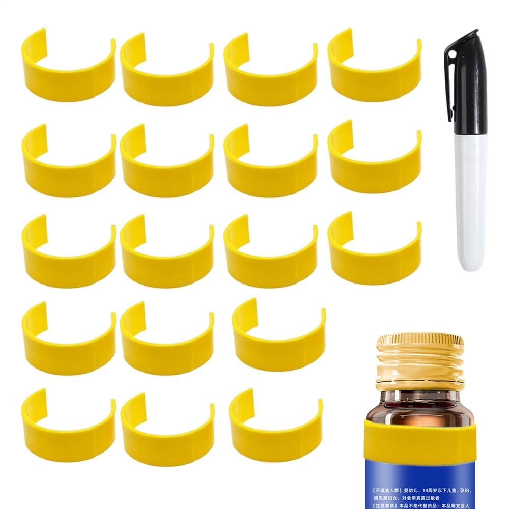 18Pcs/set Pill Bottle Label Clip Set With Marker Pen Easy Medication Identification Mark Clips For Pill Medicine