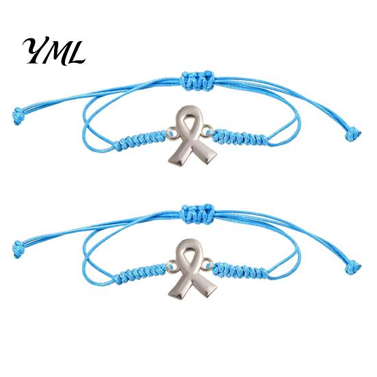 Unisex Minimalist Wrist Accessory 2PCS Hand-woven Braided Bracelets with Metal Ribbon Pendant, Adjustable Cord Awareness Durable Bracelet for