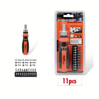 KMT Tools, set di punte per cacciavite a cricchetto 11 in 1, kit di riparazione di precisione per uso quotidiano, inclusi 10 punte di dimensioni diverse