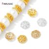 14/18K Gold Plated Brass Hollow Round Bead Caps,Flower Bead Caps For Bracelet Necklace Making Accessories,DIY Jewelry Materials