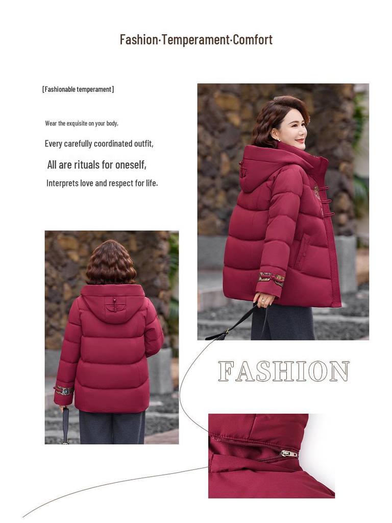 Chinese Mom's Winter Jacket: Thickened Fleece-Lined Coat for Middle-Aged & Elderly Women, 2025 Warm Cotton Outerwear