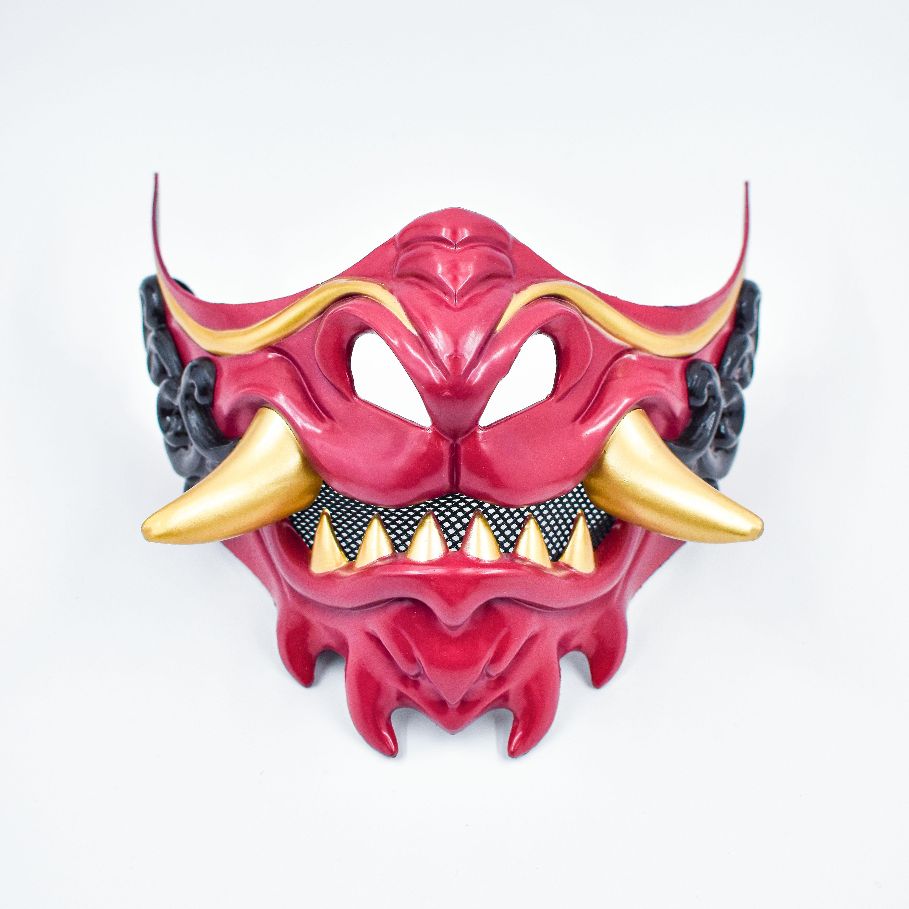 2525 New Half Face Mask Halloween Evil Devil Party Mask Toy Demon Samurai Mask Masquerade Party Wear Accessories