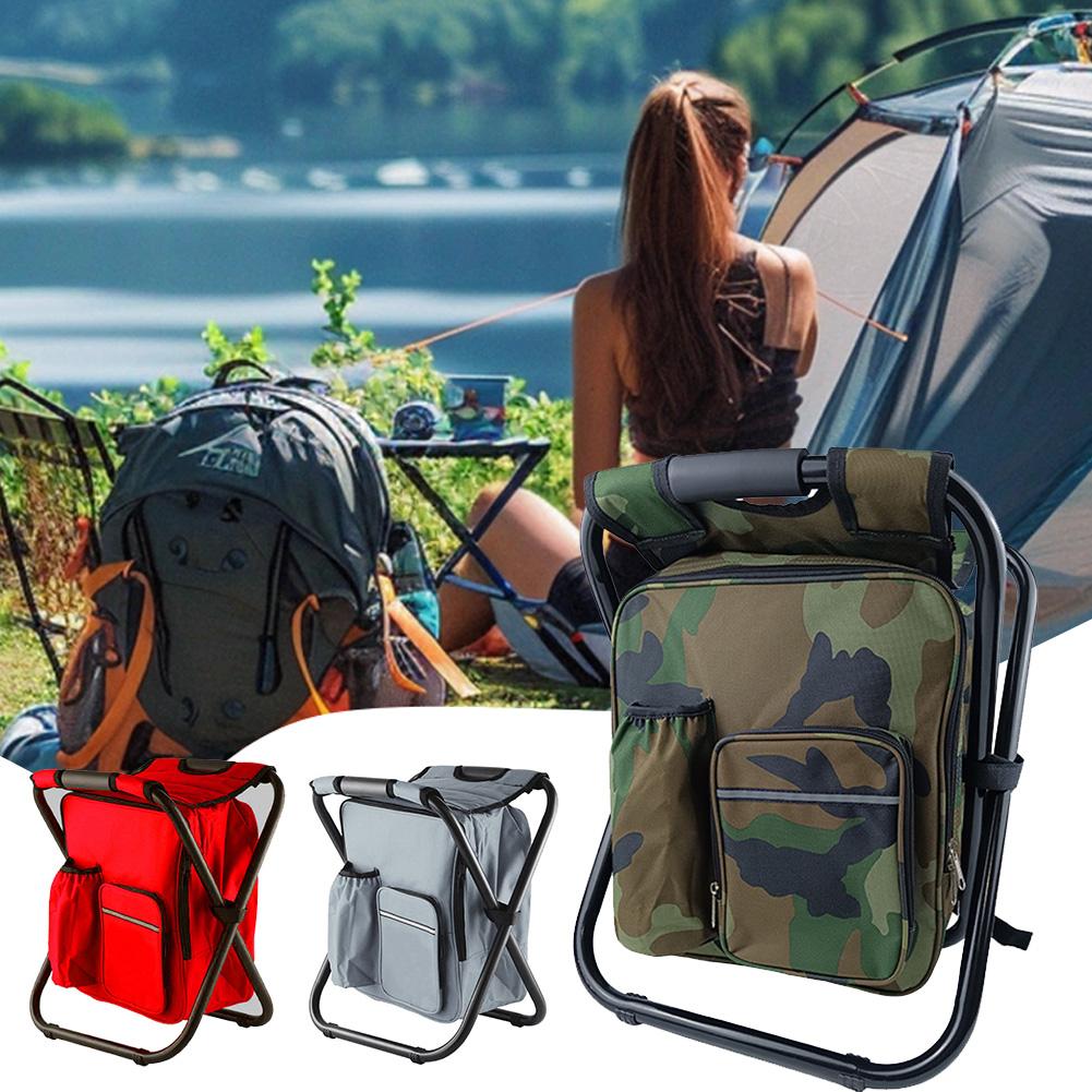 Fishing Stool Detachable Portable Folding Chair Beach Camping Chair with Cooler Bag Backrest Lightweight Outdoor Folding Chair