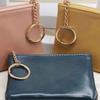 Fashion PU Leather Coin Purse with Keychain Portable Card Holder Zipper Closure Wallet Women