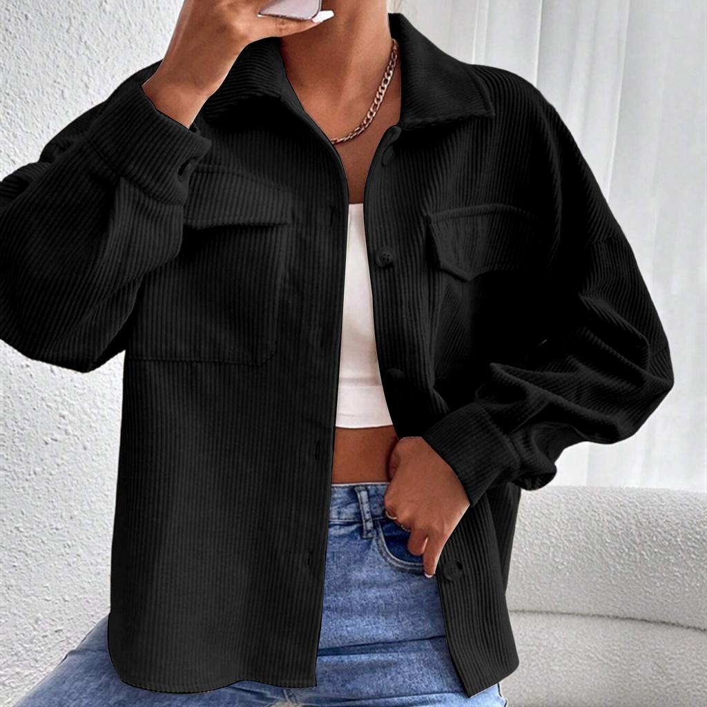 Women's Shirt Solid Color Long Sleeved Jacket