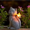 Cat Statue Solar Light Waterproof Garden Kitten Sculpture Lighted Kitten Statue Outdoor Landscape Lighting for Patio Yard Decoration