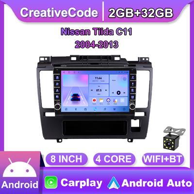 Android Car Radio Multimedia Video Player for Nissan Tiida C11 2004-2013 With Button Knob Carplay WiFi BT 2 Din 2+32GB
