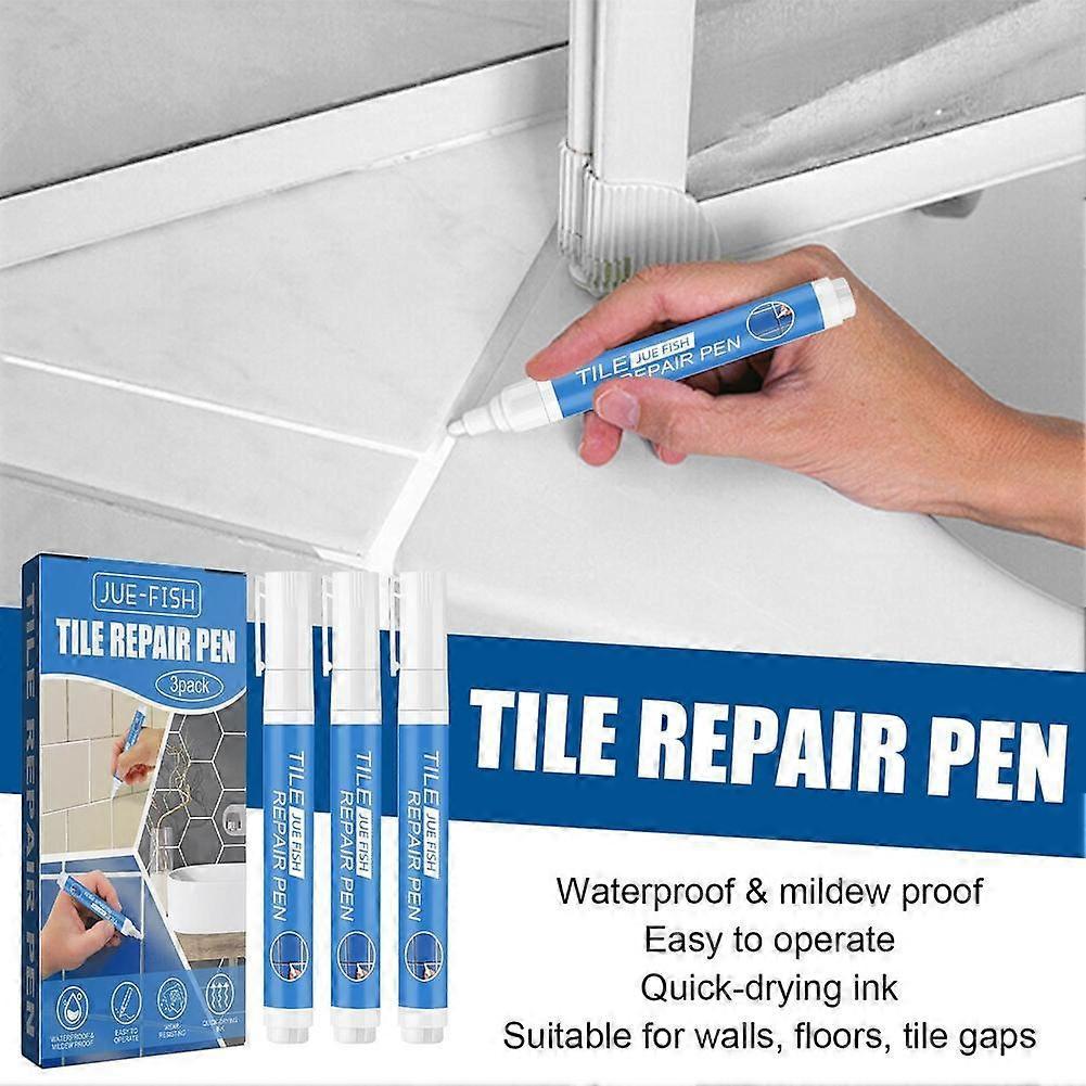 3pcs Tile Grout Repair Pen Quick Waterproof Dry White Grout Sealer