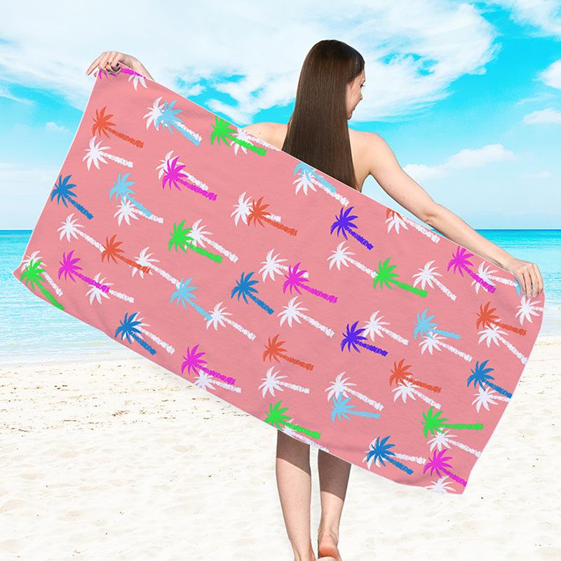 Summer Beach Towel Microfiber Quick Dry Bath Towel Coconut Tree Print Soft Swimming Pool Travel Blanket for Women Men
