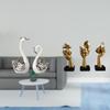 Porcelain Swan Figurine Collection And Resin Thinker Statues Abstract Art Sculptures for Living Room