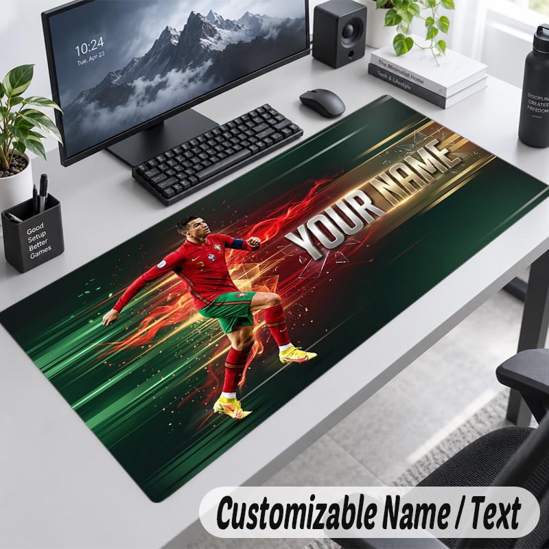 Podložka pod myš s vlastním jménem a textem Cristiano Ronaldo Personalizovaná podložka na stůl pro práci a hraní