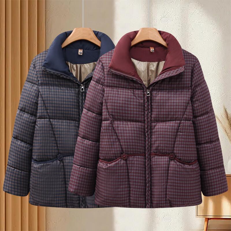 Women's Plus Size Plaid Winter Padded Jacket