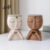 Artistic Sculpture Flower Pot Face Planter Pot Cute Resin Head Vase for Succulents Flowers Decorative Pots Unique Indoor Bedroom Desk Shelf