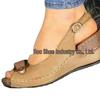 European American Plus Size Wedge Sandals - Thick Sole, Open Toe, Single Strap Buckle, Summer Outdoor, Size 43