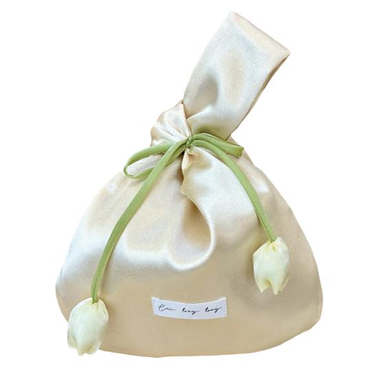 Yousheng Women Handbag, Portable with Tulip Flower Decoration Handbag, Handheld Stylish Design, Large Capacity Bag for Daily Wear
