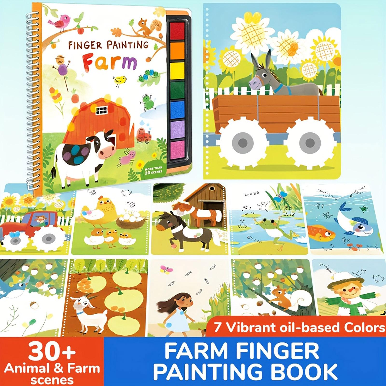 

Farm Anirmalsscenes, Coloring Book For Finger Painting, Toys, Fingerprint Ink Painting Activity Set, Finger Painting 30ml One Size