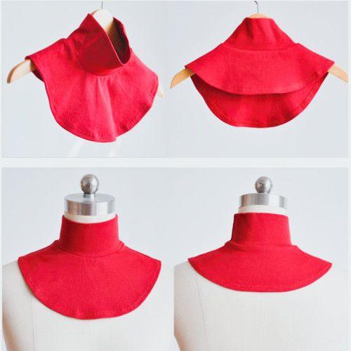 Воротник-подложка из чистого хлопка с полувысоким воротником унисекс, универсальный воротник-подложка снизу, однотонный теплый воротник-шарф красный