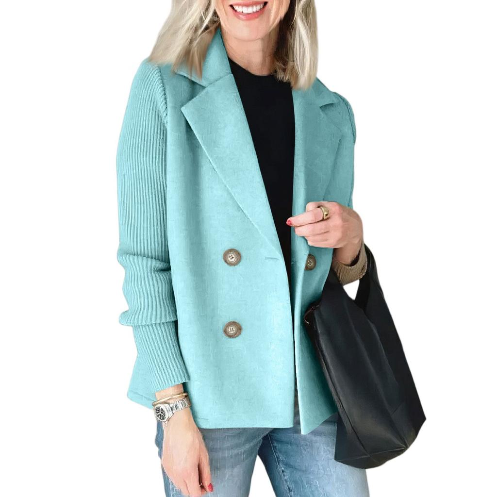 Women's Fashion Casual Solid Color Patchwork Long Sleeve Jacket