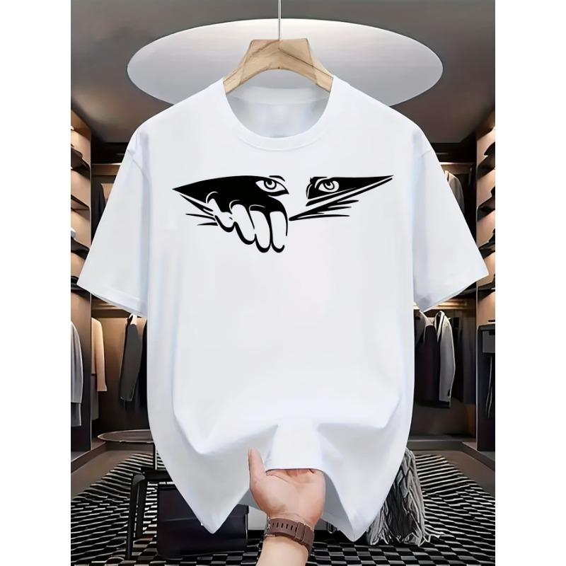 European Size Men'S Heavyweight 100% T-Shirt - Casual Crew Neck, Short Sleeve, Regular Fit, Summer Essential, White with Green Lettering, Lightweight