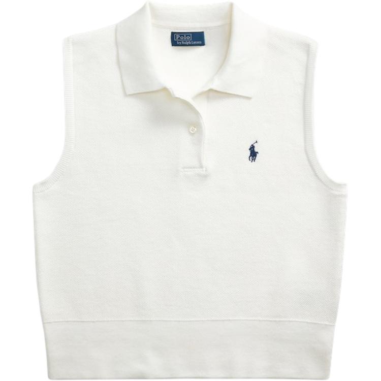 

Polo Ralph Lauren Короткая вязаная безрукавка-поло Женские топы Белый WMPOSWENC021242-100 M