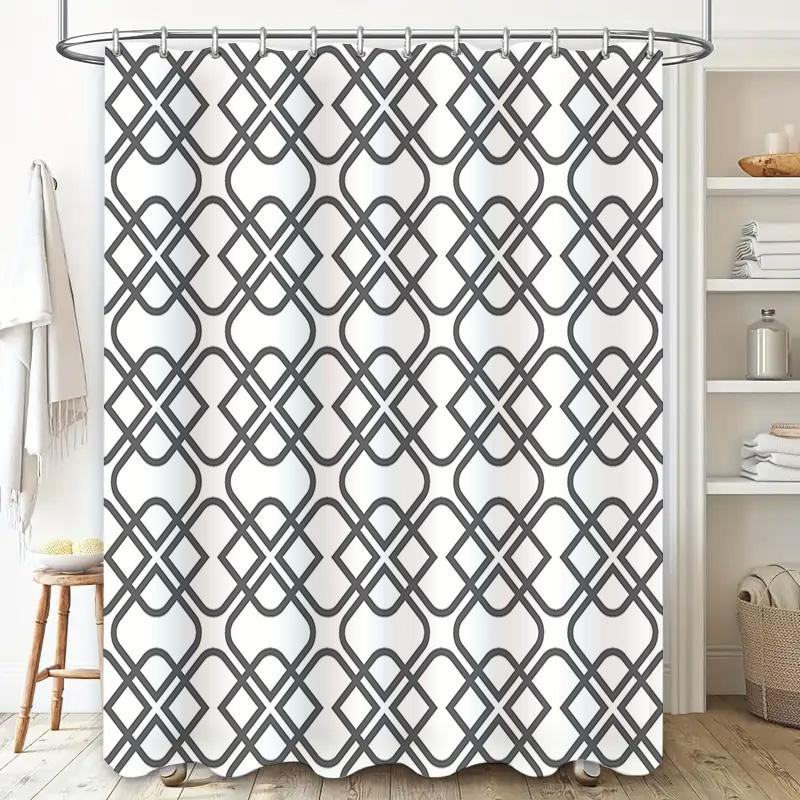 Modern Geometric Shower Curtain With Black White Pattern Decor For Bathroom Perfect Addition To Your Home'S Style! (180X180Cm) (