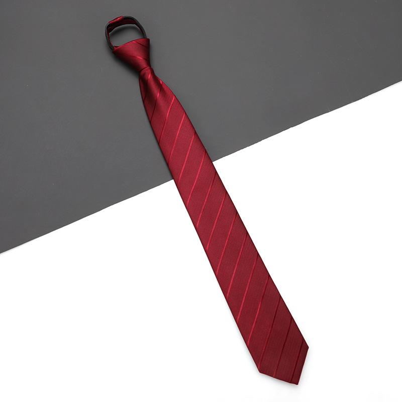 Men'S And Women'S Red Zip-Up Tie Groom Business Dress Wedding Korean Version Lazy No Striped Tie